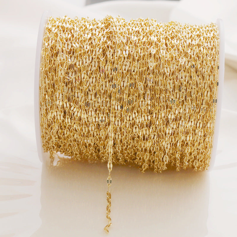 WT-BC210 Fashion Trendy Copper Wrapped Gold Color Protection Ingot Chain Peanut Chain Lip Chain Necklace Bracelet