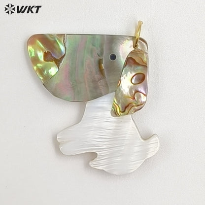 WT-JP460 Wonderful Gold Plated Multiple Designs Natural Shell Elephant Owl Dog Shape Pendant For Friends Gift DIY Making