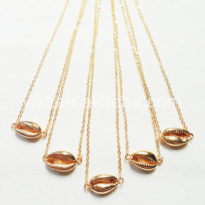 WT-JN016 Wholesale Lovely Charming Silver Plated Cowrie Shell Necklace Fashion Small Connector Shell Necklace
