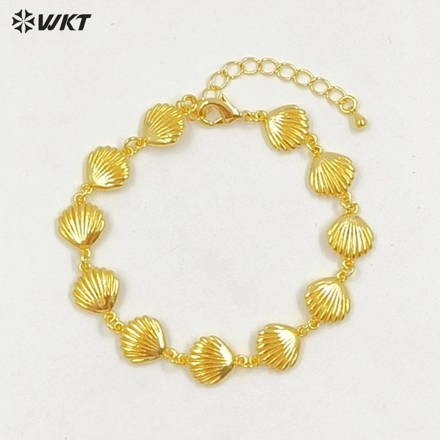 WT-JF368 Wholesale New Cute 18K Gold Plated Shell Shape Metal Bracelets For Women Party Jewelry Accessories Resist Tarnishable