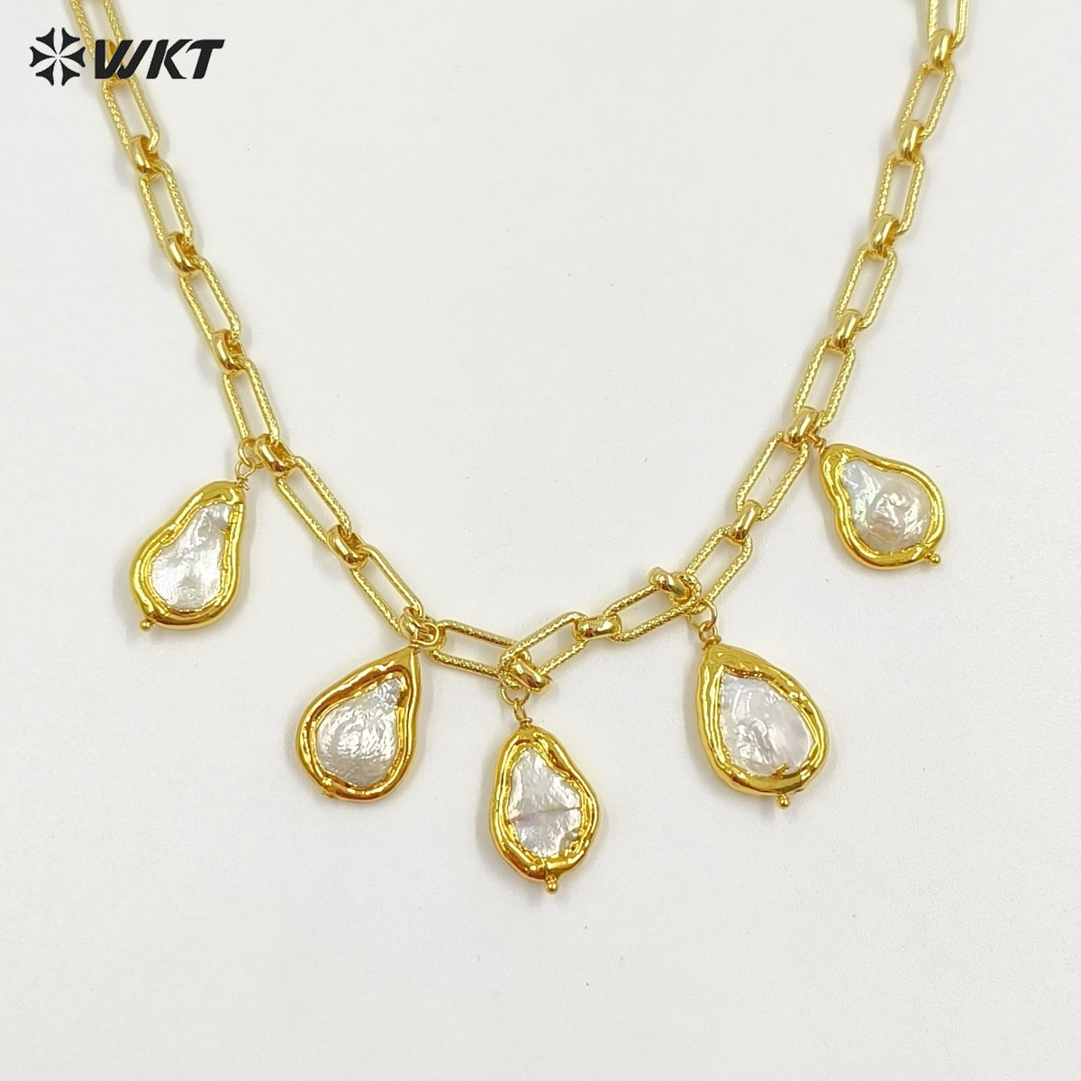 WT-JN325 Wholesale Handmade Precious Design 5 Drop Natural Pearl Dangling Statement Women Necklace