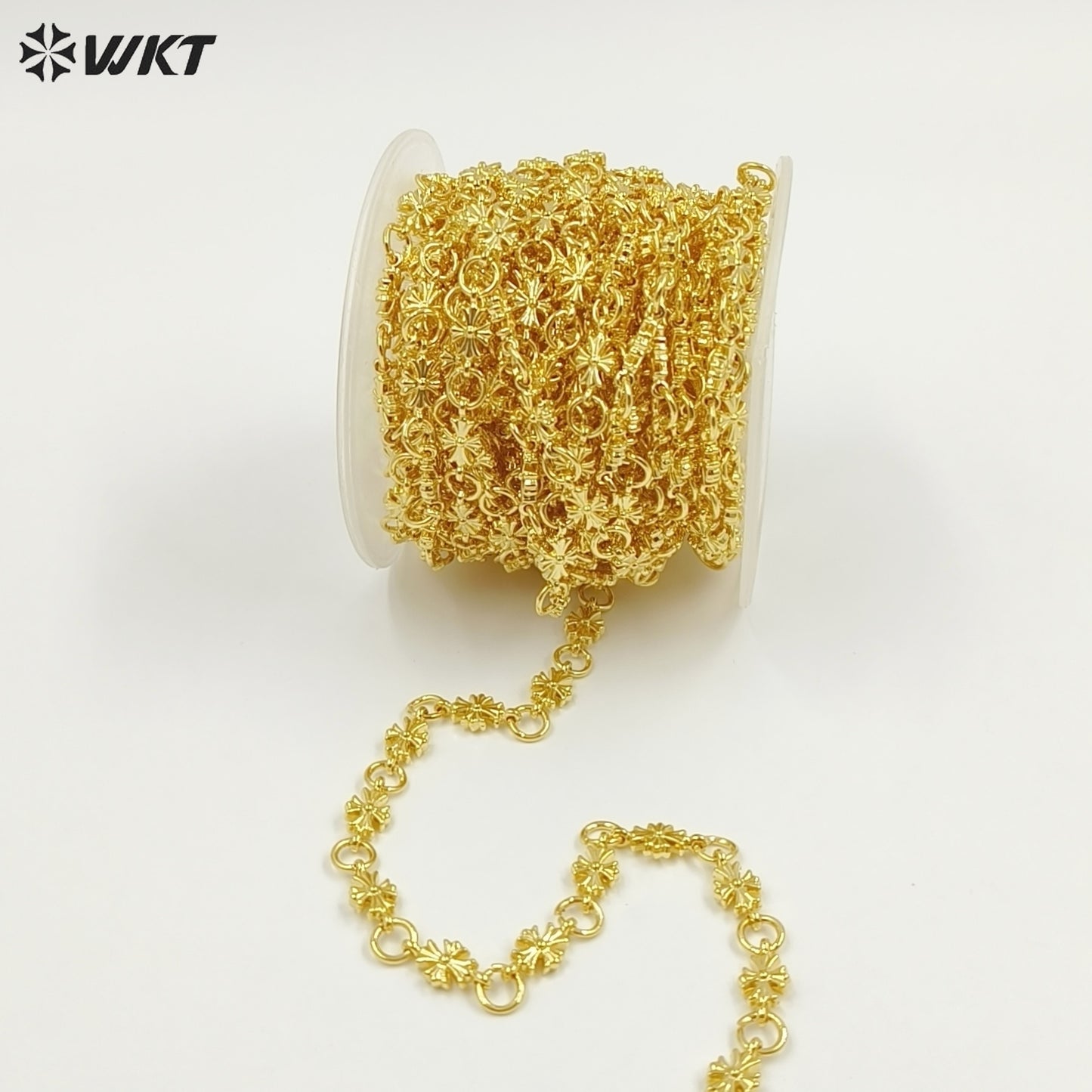 WT-BC264 Exquisite 18K Gold Plated Round And Cross Shape Yellow Brass Chains For Women Metal Necklace Bracelets Making