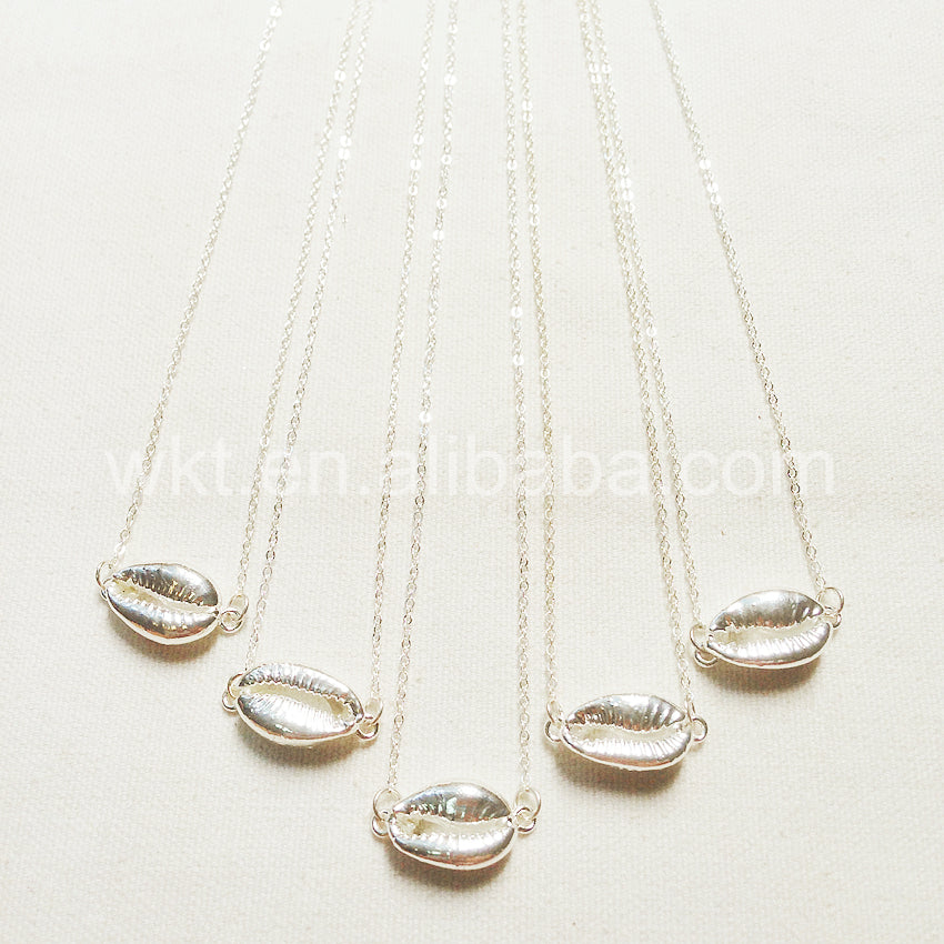WT-JN016 Wholesale Lovely Charming Silver Plated Cowrie Shell Necklace Fashion Small Connector Shell Necklace