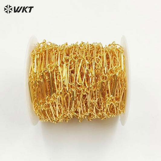 WT-BC230 New Style 18K Real Gold Plated Long Square Connect by Ring Necklace Link Chain for Women Jewelry Design