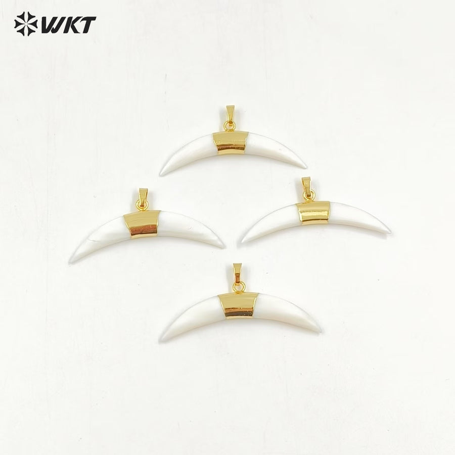 WT-P1236 WKT Fashion Jewelry Popular Crescent Shape White Shell Pendant