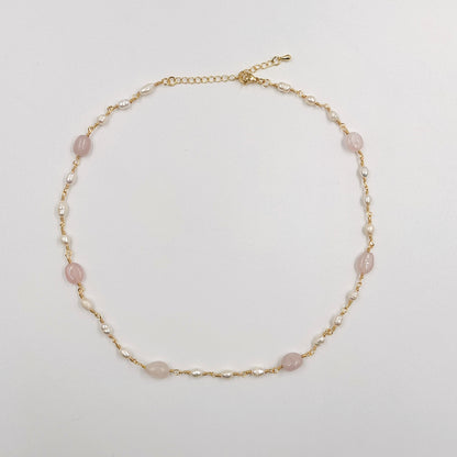 WT-JN246 Wholesale Vintage Pearl and Stone Natural 18k Chain Gold Plated Exquisite High Quality Beads Necklace