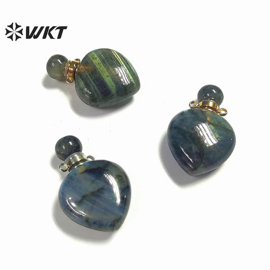 WT-P1796 Charming Pattern Labradorite Pendant Love Perfume Bottle Pendant Women Jewelry Accessories DIY Natural Stone Pendant