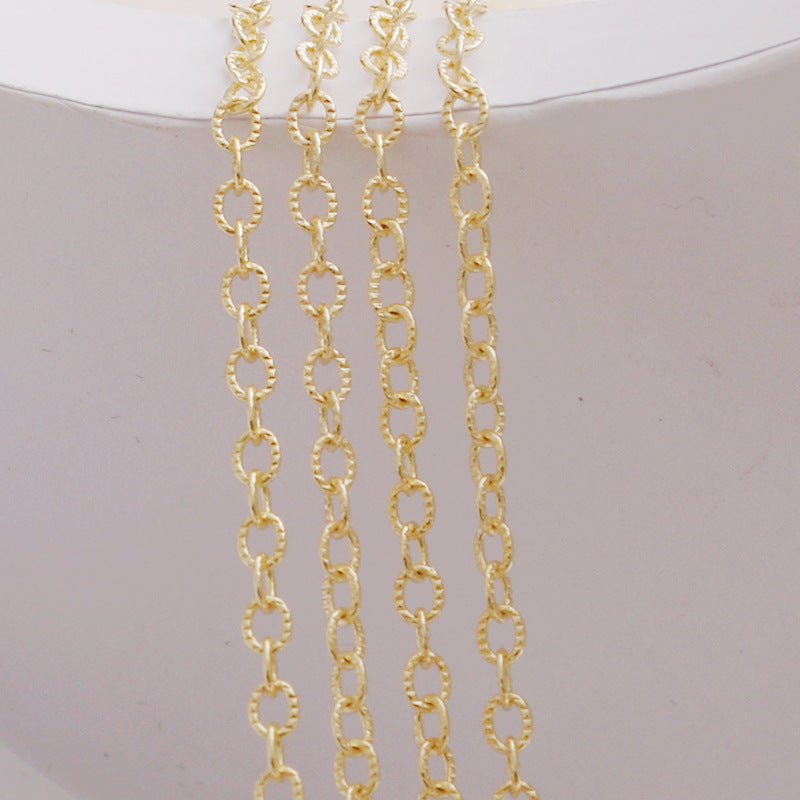 WT-BC212 FashionCopper Wrapped Gold ColorGold Wrapped Color Preserving Fried Dough Twists Large O Round Chain Necklace