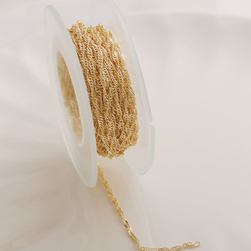 WT-BC209 Fashion Trendy Copper Wrapped Gold Color Bead Chain Ferrero Chain Water Rippl Cool Rap Accessories Bracelet