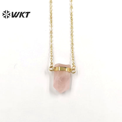 WT-N1378 Echanting Crystal Clear Pendant Elegant with 18k Gold Plated Necklace As Women Jewelry Gift Natural Crystal Necklace
