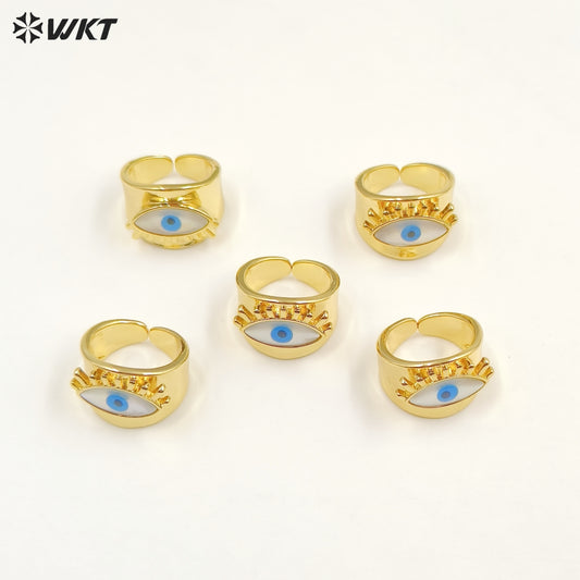 WT-MPR064 Freshwater Shell Devil Eye Stravagante 18k Gold Plating Trendy Ring Lovely Women Natural Pearl Boho Ring for Gift