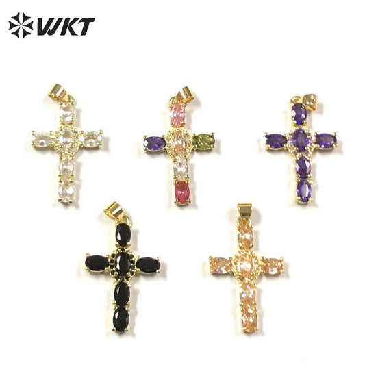 WT-MP246 Fashion Shine Country Style Charming Pendant Cross Pendant Necklace Jewelry Accessories Cubic Zircon Pendant