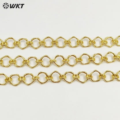 WT-BC251 WKT Exclusive Big Chunky Irregular Pentagon Handmade Connect Link Jewelry Chain in Resist Tarnished
