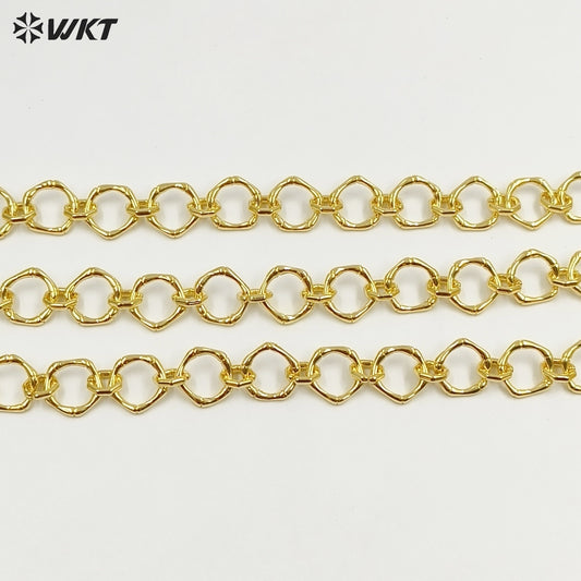 WT-BC251 WKT Exclusive Big Chunky Irregular Pentagon Handmade Connect Link Jewelry Chain in Resist Tarnished