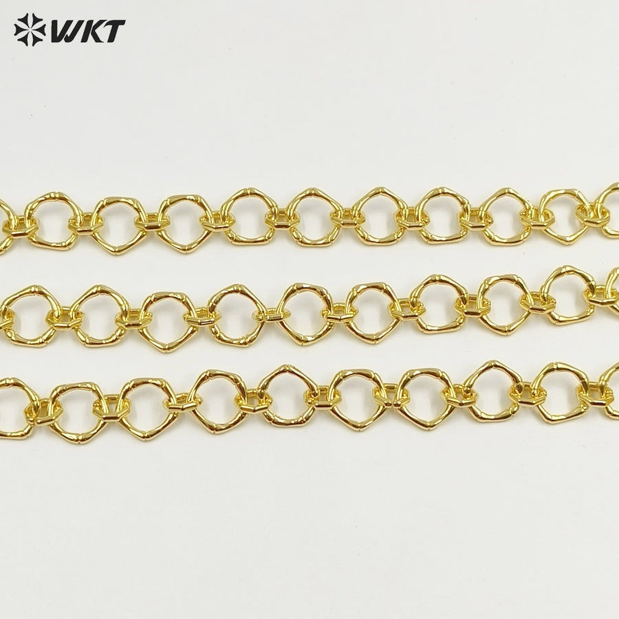 WT-BC251 WKT Exclusive Big Chunky Irregular Pentagon Handmade Connect Link Jewelry Chain in Resist Tarnished