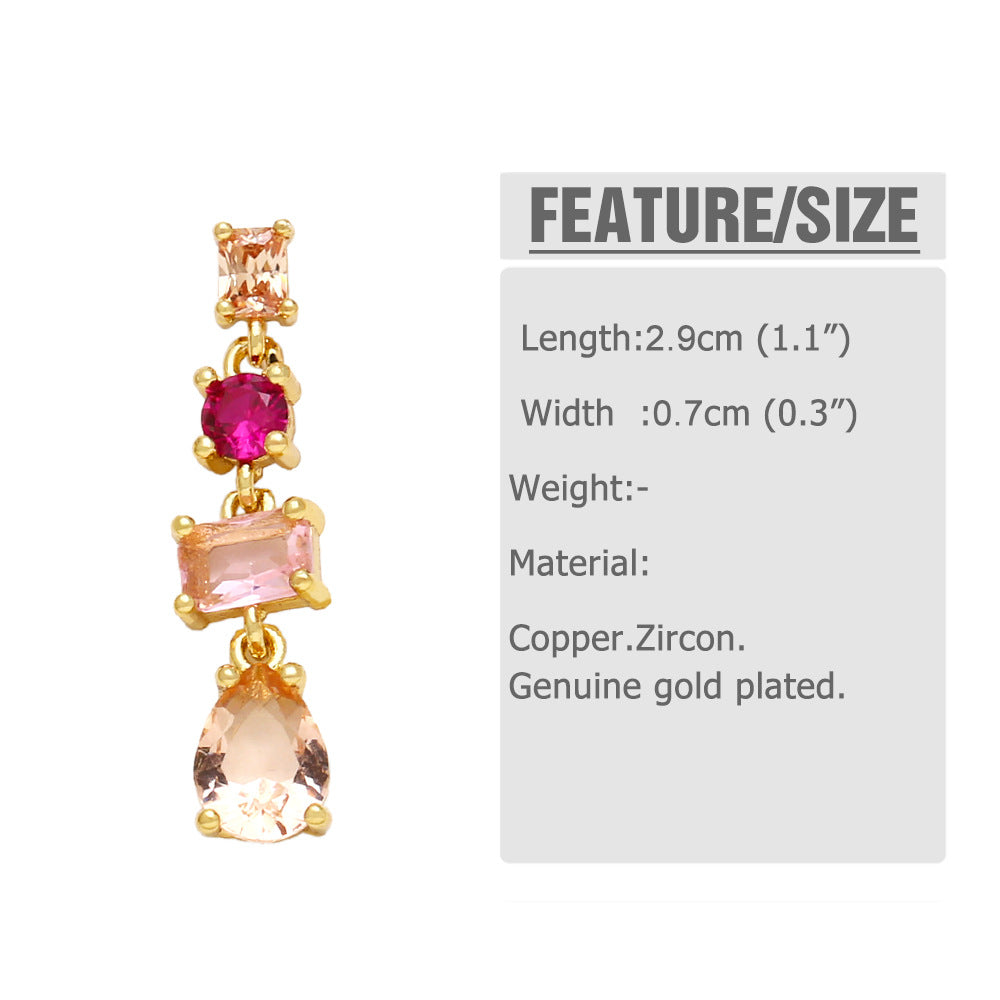 WT-ME093 Wholesale Newest Fashion square Light Luxury Gemstone With clear Cubic Zircon Around Setting Micro Pave Earrings Studs
