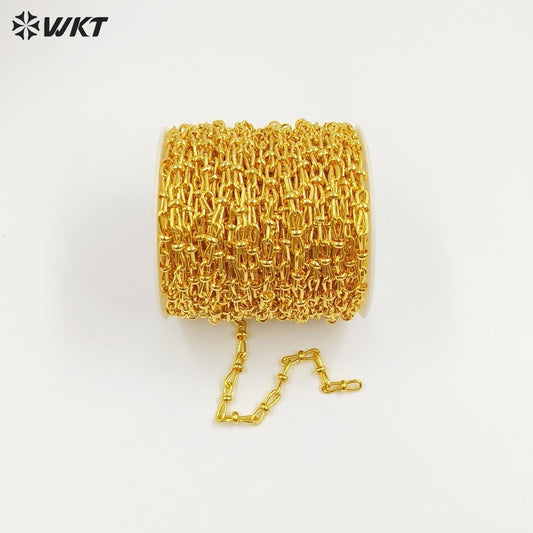 WT-BC255 Beautiful Finding Design Yellow Brass Chain With Gold Plated Lovely Bow Knot Shape for Bracelet Necklace Jewelry DIY