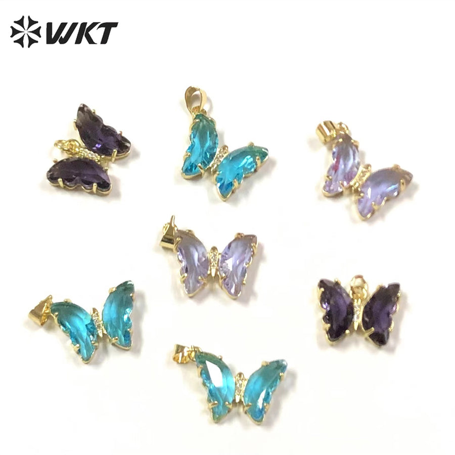 WT-MP244 Cute Pastoral Butterfly Pendant Small and Exquisite Zircon Pendant Women's Jewelry Accessories Cubic Zircon Pendant