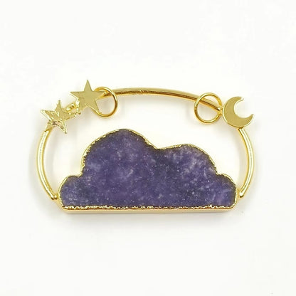 WT-P1945 Wholesale Fashion Handmade Carved Natural Stone Made Clouds Pendant for Lady Necklace Design in 18K Real Gold Plated
