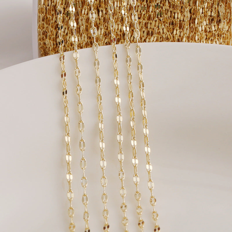 WT-BC210 Fashion Trendy Copper Wrapped Gold Color Protection Ingot Chain Peanut Chain Lip Chain Necklace Bracelet