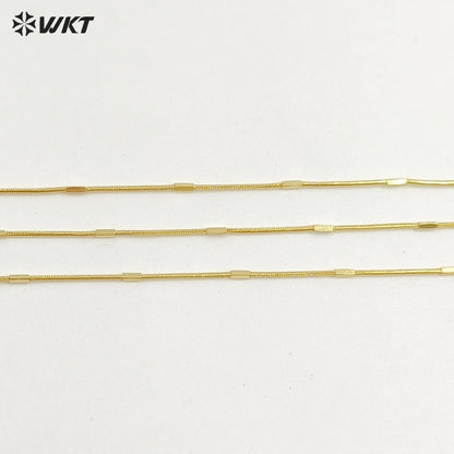 WT-JFN42 New Design Fashion 18k Real Gold Plated Brass Cube Snake Chain for Pendant Match