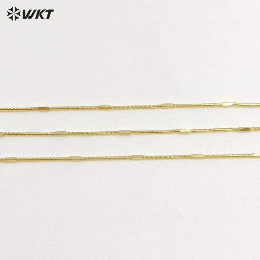 WT-JFN42 New Design Fashion 18k Real Gold Plated Brass Cube Snake Chain for Pendant Match