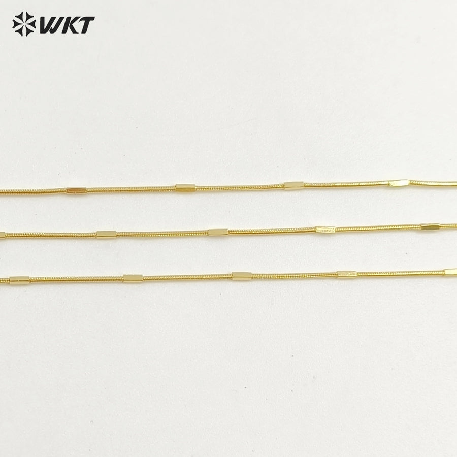 WT-JFN42 New Design Fashion 18k Real Gold Plated Brass Cube Snake Chain for Pendant Match