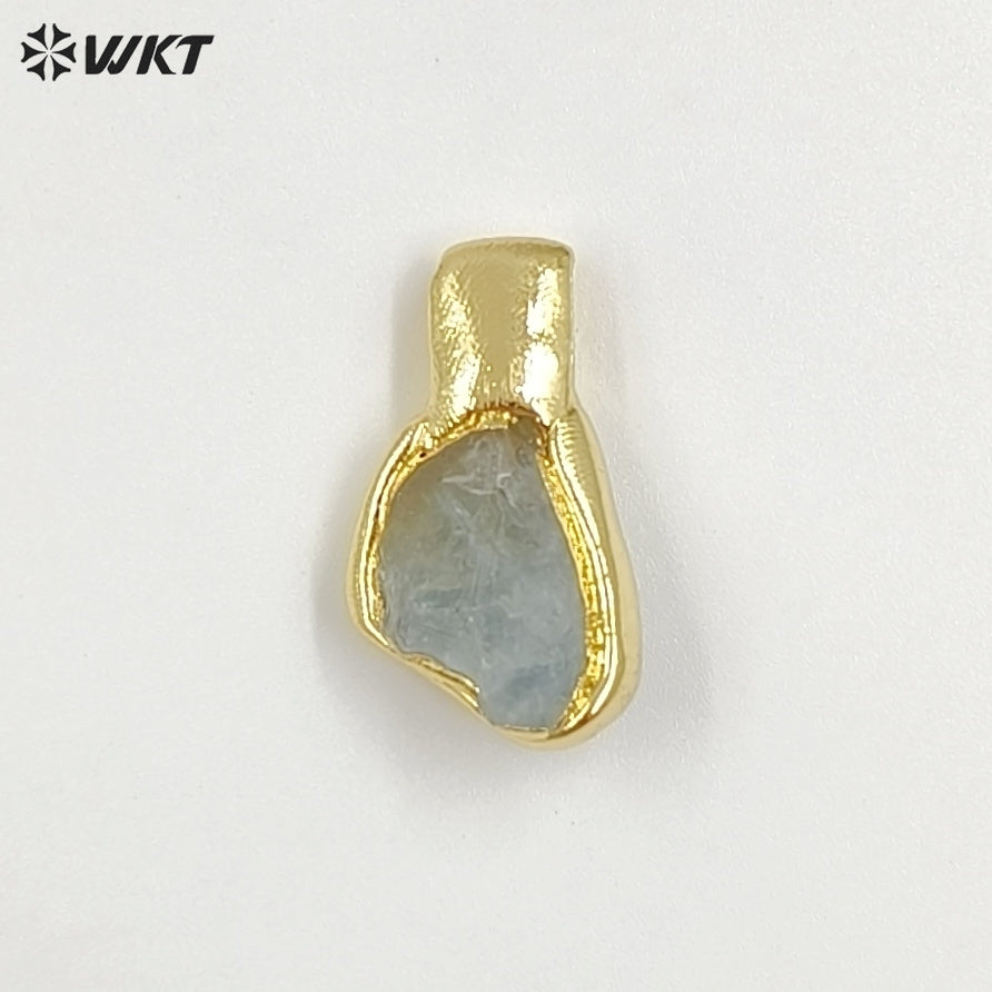 WT-P2035 Delicate Gold Plated Natural Quartz And Turquoise Irregular Little Stone Pendant For DIY Making Friend Gift Jewelry