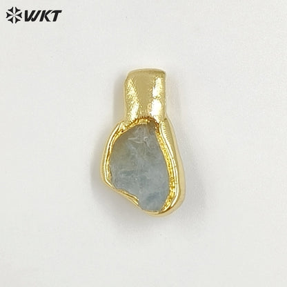 WT-P2035 Delicate Gold Plated Natural Quartz And Turquoise Irregular Little Stone Pendant For DIY Making Friend Gift Jewelry