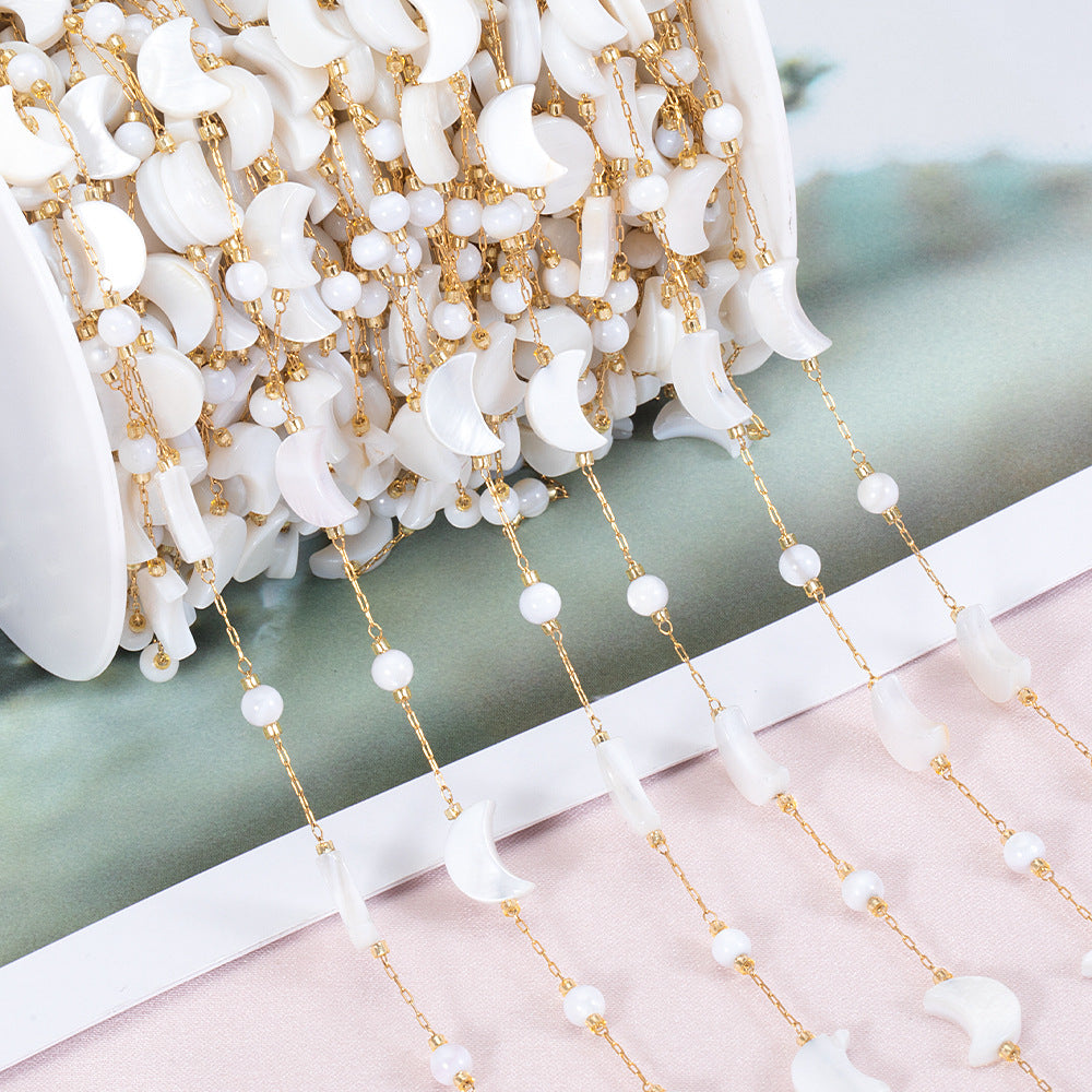 WT-STS021 Good Quality Natural Shell Heart Star Round Shape Stainless Steel Jewelry Chain As Handmade Necklace Accessory