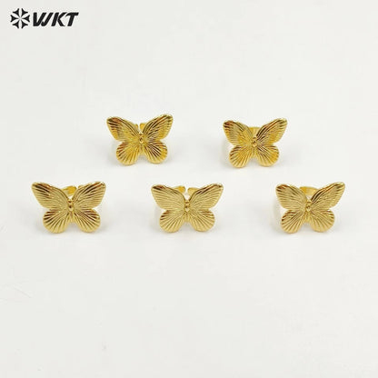WT-R544 Simple and ELegant Fresh Design 18k Gold Plated Women Adjustable Brass Made Butterfly Ring Advanced Sale Classy Hot Sale