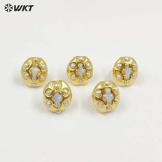 WT-MPR150 Pretty Jewelry Gold Electroplated Natural Freshwater Pearl Adjustable Cross Shape Women Rings As Anniversary Day Gift