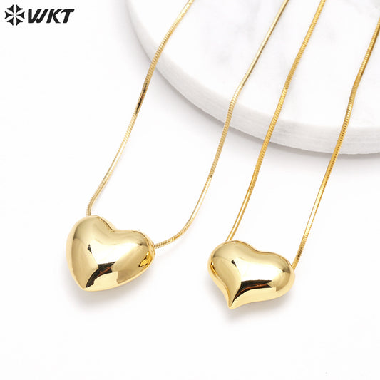 WT-JFN25 WKT Elegant and Charming Style Equisite Design 18k Gold Plated Heart Shape Women Necklace for Engagement Hot Sale
