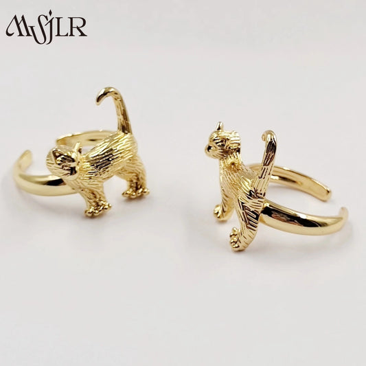 WKT-MVR052 Popular Punk Style European and American Animal Cat Shaped 18k Gold Plated Handpiece Open Ring