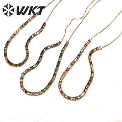 WT-JFN04 Beautiful Touching Jewelry so Colorful Lovely Natural Stone Cubic Zircon Necklace Brilliant Party Dressing for Girl