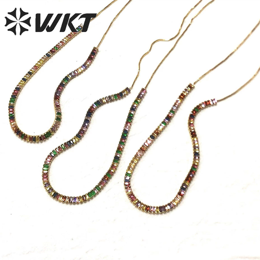 WT-JFN04 Beautiful Touching Jewelry so Colorful Lovely Natural Stone Cubic Zircon Necklace Brilliant Party Dressing for Girl
