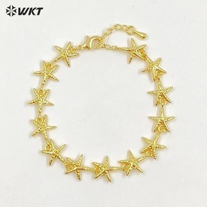 WT-JF367 Fashion Yellow Brass Gold And Silver Plated Starfish Shape Shell Element Lovely Bracelets For Ladies Daily Jewelry