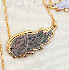 WT-N785 New Wholesale Genuine Shell Carved Feather Necklace, Fashion Gold Plated Double Loops Shell Feather Necklace