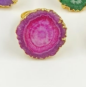 WT-R300 New Arrival Colorful Druzy Agate Rings 24K Gold Plated Rings Multi-color Optional New Design Rings