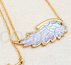 WT-N785 New Wholesale Genuine Shell Carved Feather Necklace, Fashion Gold Plated Double Loops Shell Feather Necklace