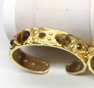 WT-B663 Delicate 18K Real Gold Plated Multi Natural Precious Stones in Bezel Setting Women Birthday Gift Gemstone Bangle