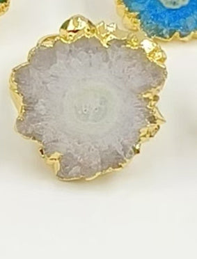 WT-R300 New Arrival Colorful Druzy Agate Rings 24K Gold Plated Rings Multi-color Optional New Design Rings