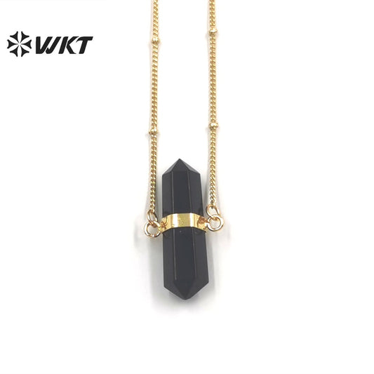WT-N1380 Elegant Vintage Style Multicolor Crystal Pendant Necklace 18k Gold Plated Necklace Natural Quartz Pendant Necklace