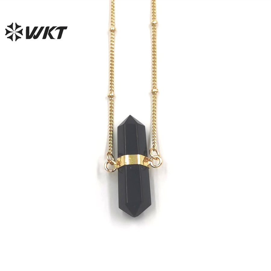 WT-N1380 Elegant Vintage Style Multicolor Crystal Pendant Necklace 18k Gold Plated Necklace Natural Quartz Pendant Necklace