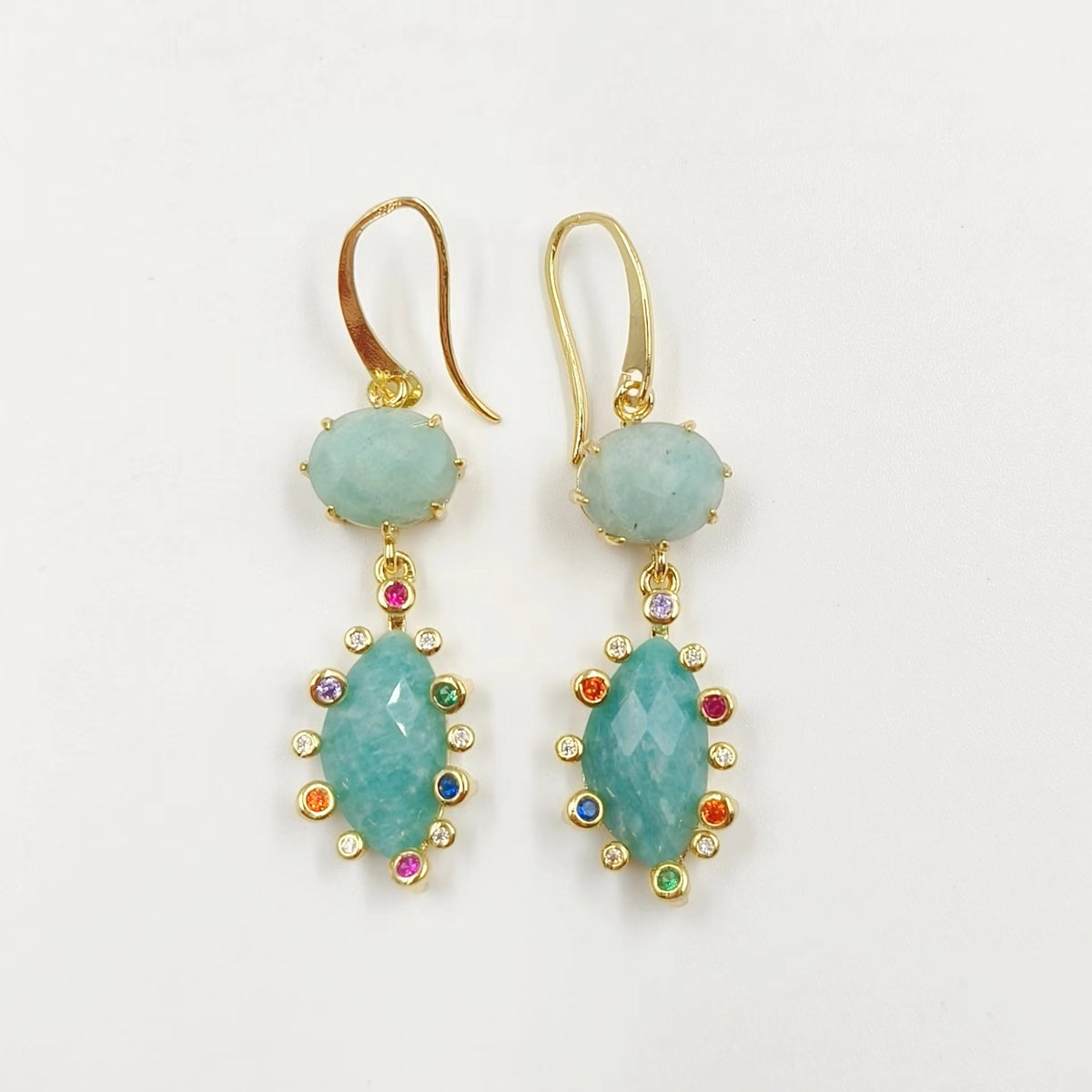 WT-E735 Amazing Colorful Gemstone Wire Wrapped Long Charming in Drop Earrings Women Pendant Earrings