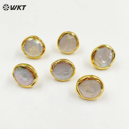 WT-MPE105 Latest Style Regular Freshwater Pearl Natural 18k Gold Plated Gift for Women Weeding 18mm Romantic Pendant Earrings