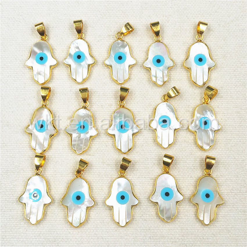 WT-P883 Wholesale Hot Eye Shell Hand Charm Pendant with Gold Plated