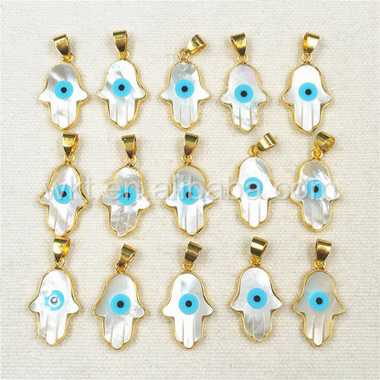 WT-P883 Wholesale Hot Eye Shell Hand Charm Pendant with Gold Plated