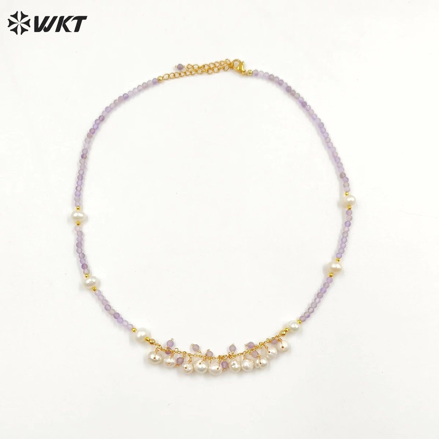 WT-JN253 Wholesale Vintage Style Trendy Natural Gemstone& Pearl Exquisite High Quality Pendant Necklace