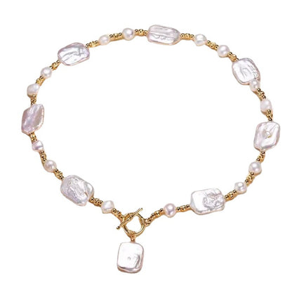 WT-JN383 1PC Gorgeous 18K Gold Electroplated Natural Baroque Pearls Necklace As Women Elegant Jewelry Daily Party Matching